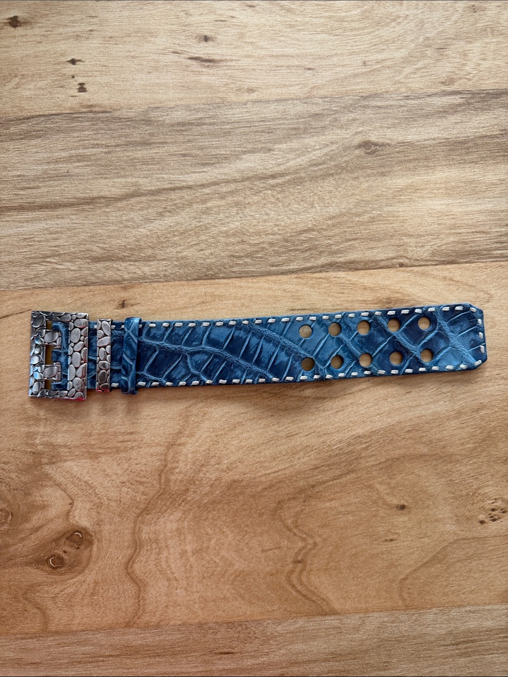 John Hardy Sterling Silver Pebble Leather Bracelet/Watch Band